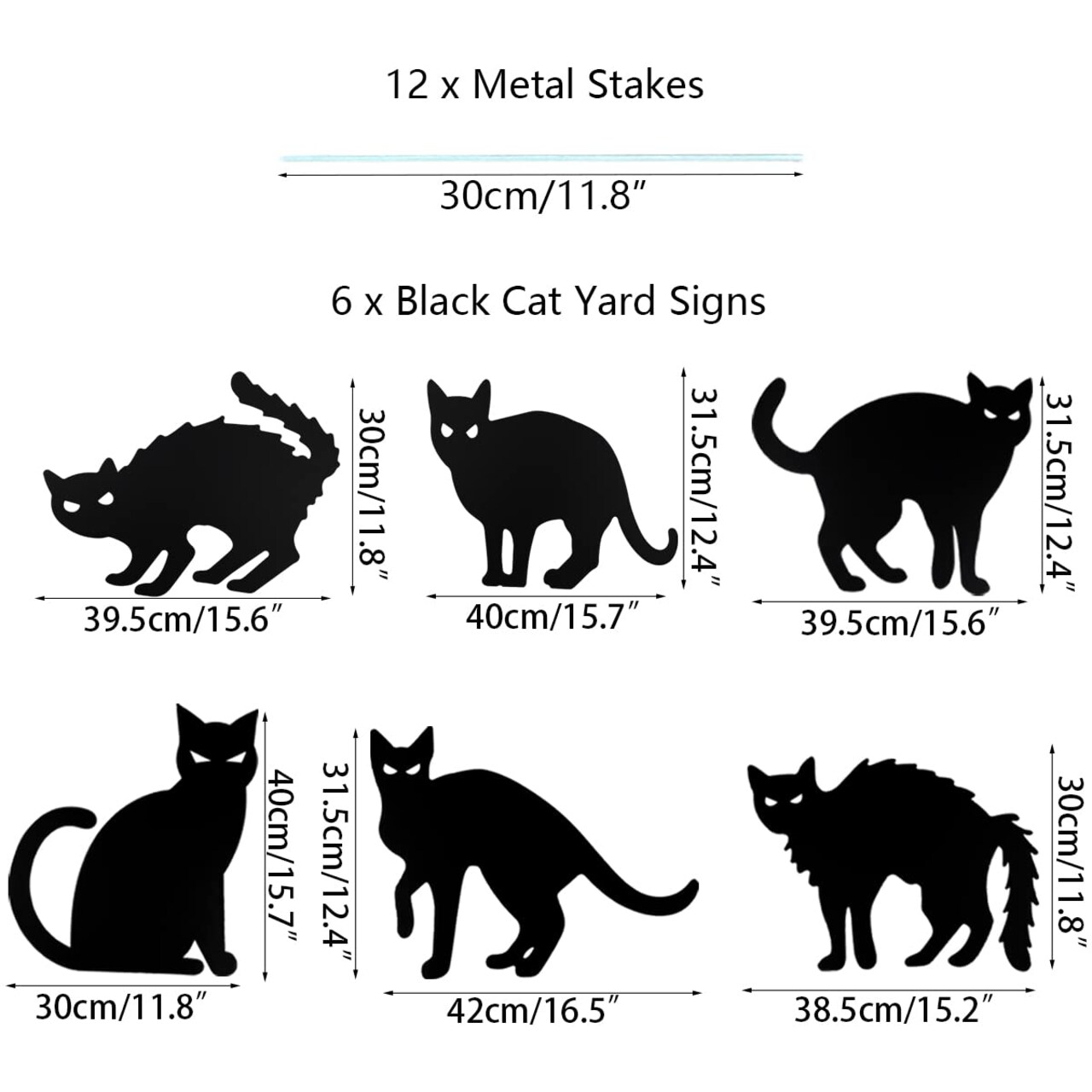 6 Pieces Halloween Black Cat Yard Signs with Stakes Scary Silhouette Halloween Decorations for Outdoor Yard Lawn Garden Halloween Decor